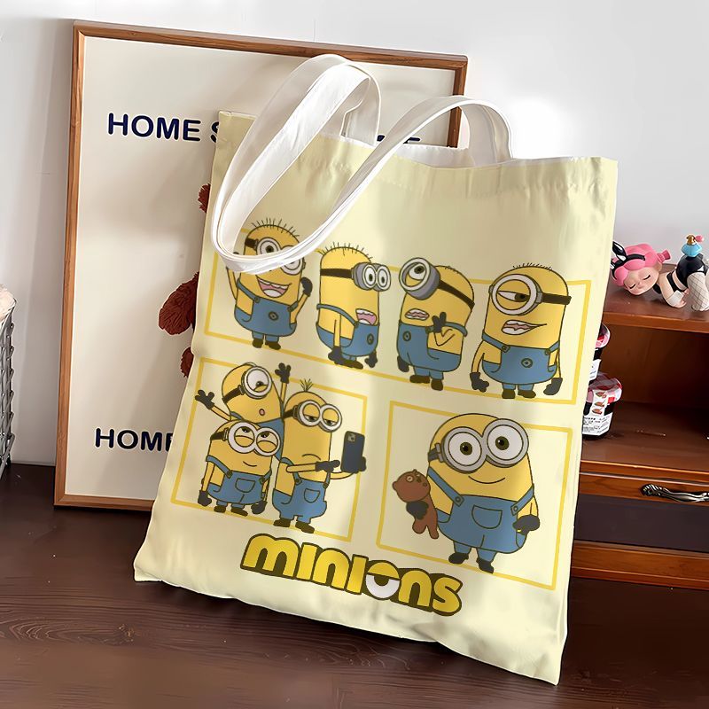 Anime Tote Bag - ミニオンズ映画アニメ漫画かわいいキャンバスバッグかわいい学生トートバッグ家庭用ポータブルショッピングバッグショルダーバッグギフト卸売