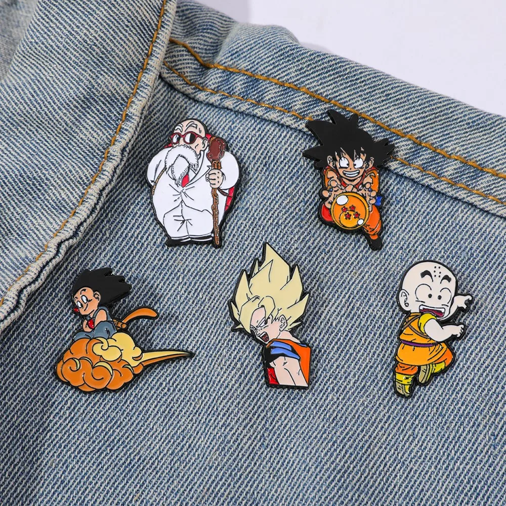 Enamel Pin Set - 5個入り クラシック人気アニメブローチ ​ 孫悟飯クリエイティブエナメルピンメタルバッジジュエリー衣類バックパックアクセサリーギフト
