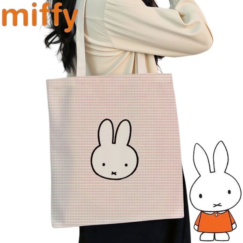 Anime Tote Bag - スイートミフィーバニー キュートでクリエイティブな漫画柄 カジュアルファッション 大容量トートバッグ ポータブル 軽量