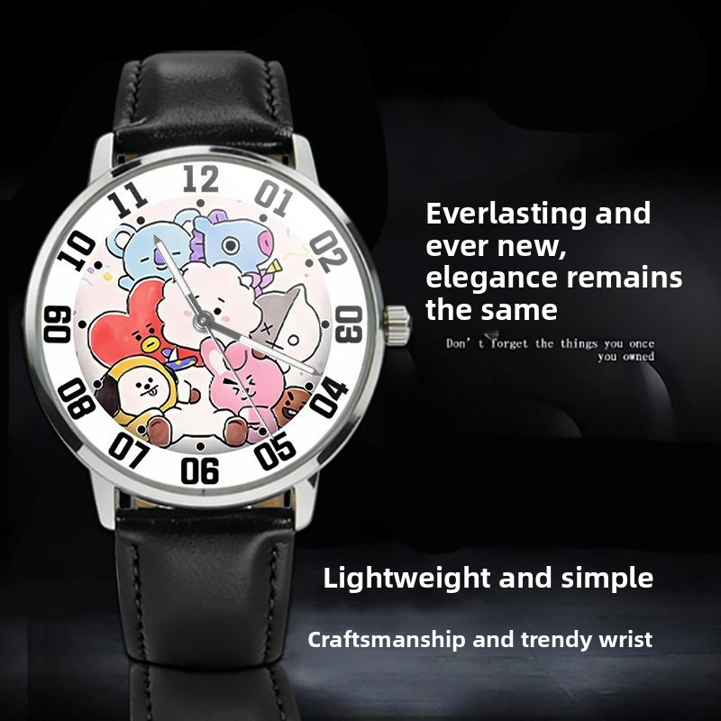 BT21漫画かわいい学生腕時計カワイイ指針式丸型クォーツ腕時 - Anime Merchandise Types のレビューと価格