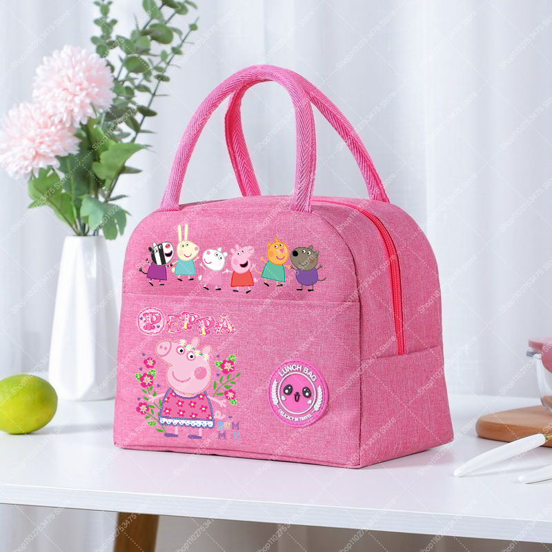 女の子アニメかわいいランチトート漫画ペッパピッグジップハンド - Anime Tote Bag のレビューと価格