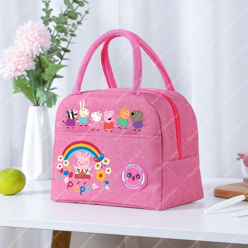 女の子アニメかわいいランチトート漫画ペッパピッグジップハンド - Anime Tote Bag のレビューと価格