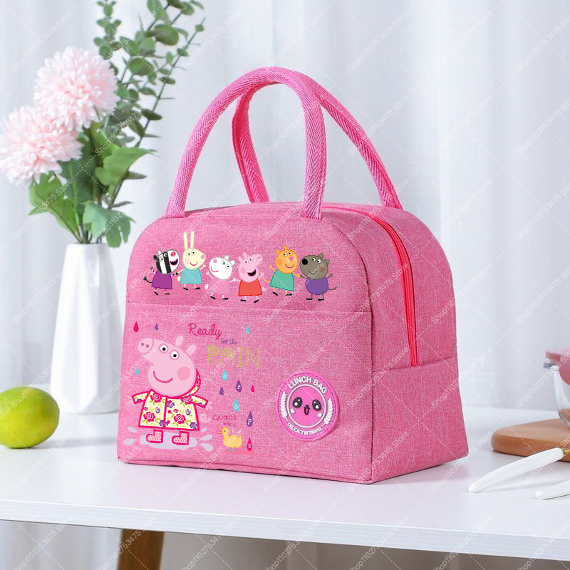 女の子アニメかわいいランチトート漫画ペッパピッグジップハンド - Anime Tote Bag のレビューと価格