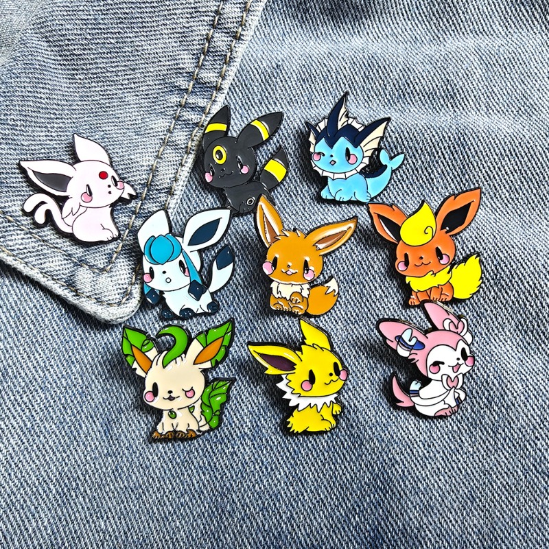 ホット9個入りアニメエルフブローチセット イーブイエナメルピ - Enamel Pin Set のレビューと価格