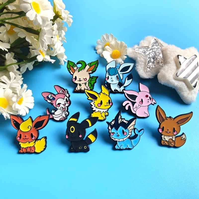 ホット9個入りアニメエルフブローチセット イーブイエナメルピ - Enamel Pin Set のレビューと価格