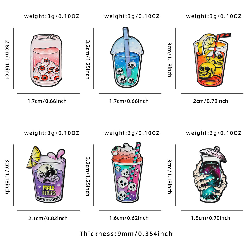 6 個クールハロウィンエナメルピンコレクション不気味なスカル - Enamel Pin Set のレビューと価格