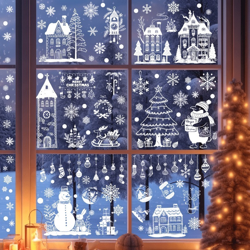 新しいクリスマス静電窓ステッカー 9 枚/セット - 取り外 - Sticker Sheet Set のレビューと価格
