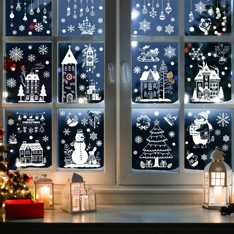 新しいクリスマス静電窓ステッカー 9 枚/セット - 取り外 - Sticker Sheet Set のレビューと価格