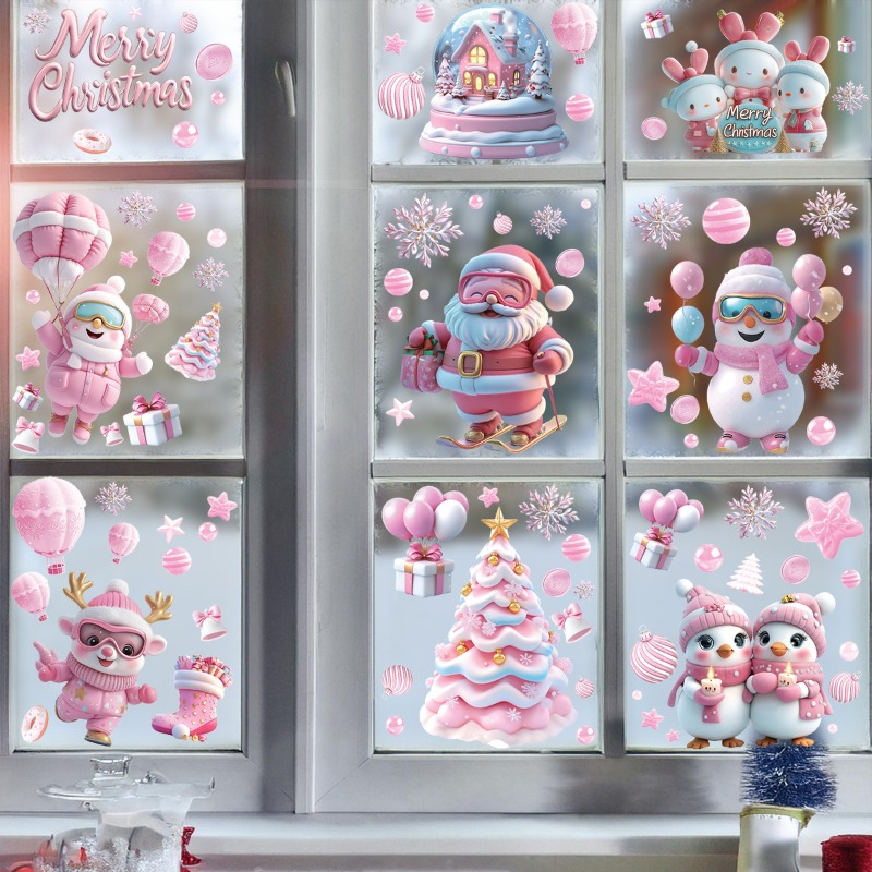 9枚/セットの新しい静電ガラスドアステッカー、クリスマスデコ - Sticker Sheet Set のレビューと価格
